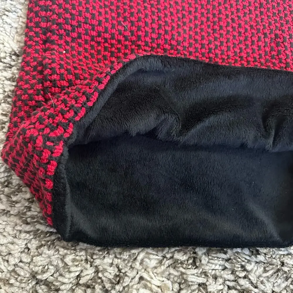 Talbots Lambswool Red Black Houndstooth Check Infinity Collar Scarf Women's